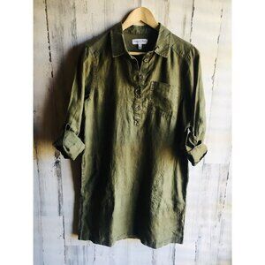 NWOT Michael Stars Linen Dress S Olive Green Long Sleeve Shift